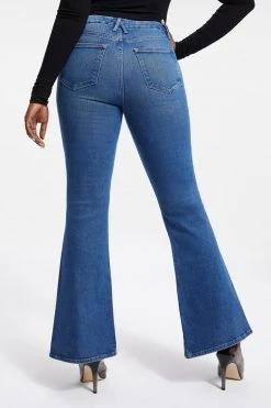 GOOD AMERICAN GOOD LEGS FLARE TWSTED SLIT | INDIGO029 High Waisted