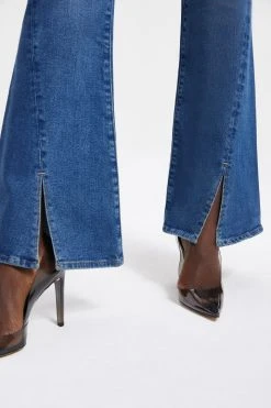 GOOD AMERICAN GOOD LEGS FLARE TWSTED SLIT | INDIGO029 High Waisted