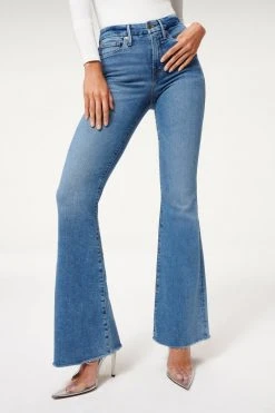 GA-SALE High Waisted GOOD FLARE RAW HEM | INDIGO082