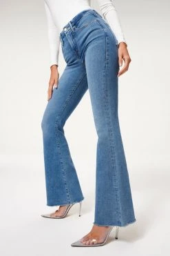 GA-SALE High Waisted GOOD FLARE RAW HEM | INDIGO082