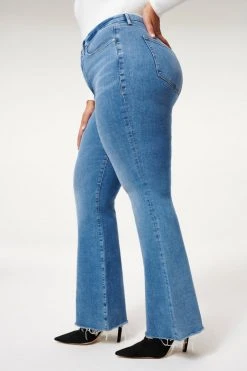 GA-SALE High Waisted GOOD FLARE RAW HEM | INDIGO082