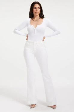 GOOD AMERICAN GOOD FLARE TROUSER HEM | WHITE001