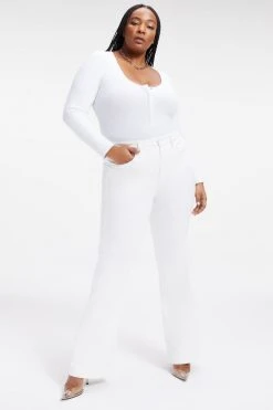 GOOD AMERICAN GOOD FLARE TROUSER HEM | WHITE001