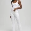 GOOD AMERICAN GOOD FLARE TWISTED SLIT | WHITE001 High Waisted
