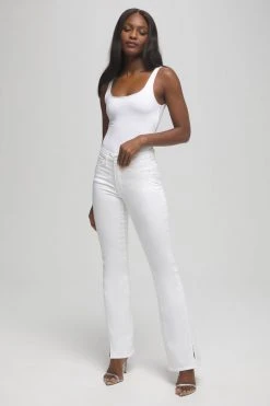 GOOD AMERICAN GOOD FLARE TWISTED SLIT | WHITE001 High Waisted