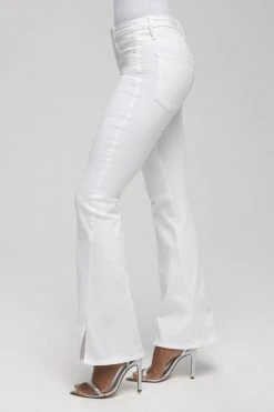 GOOD AMERICAN GOOD FLARE TWISTED SLIT | WHITE001 High Waisted
