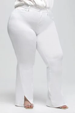 GOOD AMERICAN GOOD FLARE TWISTED SLIT | WHITE001 High Waisted
