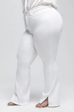GOOD AMERICAN GOOD FLARE TWISTED SLIT | WHITE001 High Waisted