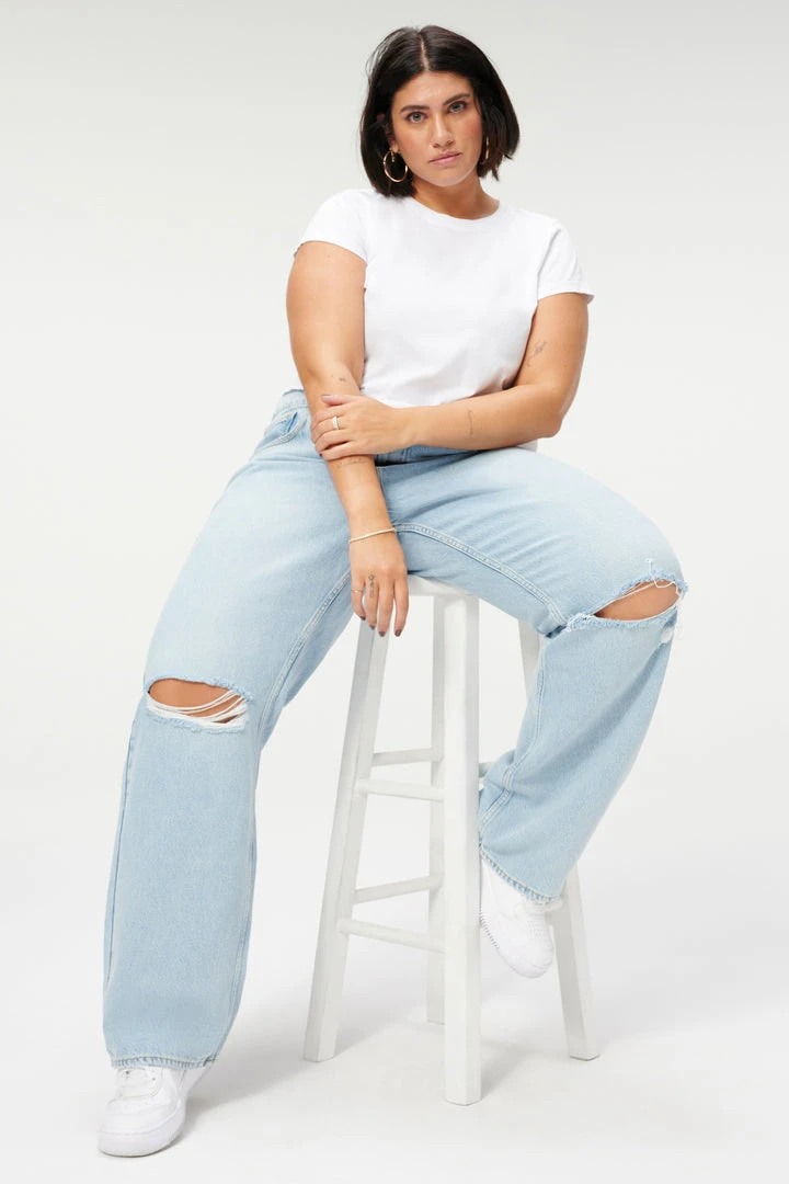 Promo ๐ GOOD AMERICAN High Waisted GOOD '90S | BLUE542 โญ 3 GOOD AMERICAN High Waisted GOOD '90S | BLUE542