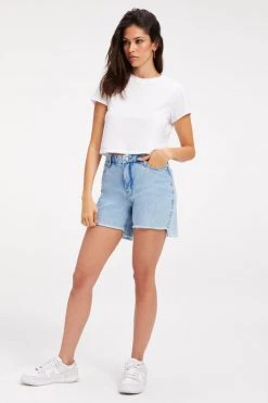 GOOD AMERICAN High Waisted GOOD ICON SHORT JEANS REDESIGN| INDIGO279