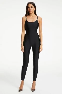 GOOD AMERICAN COMPRESSION STRAPPY CATSUIT | BLACK001 Jumpsuits
