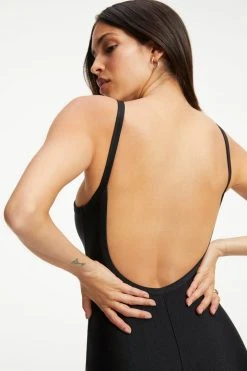 GOOD AMERICAN COMPRESSION STRAPPY CATSUIT | BLACK001 Jumpsuits