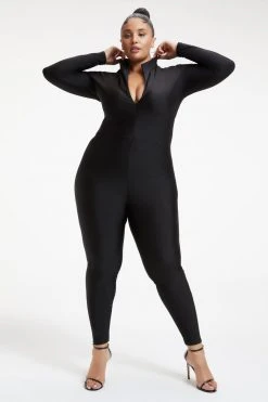 GOOD AMERICAN COMPRESSION CATSUIT | BLACK001 Jumpsuits