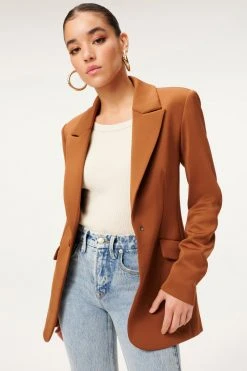 GOOD AMERICAN Tops FITTED SCUBA BLAZER | BURNT CARAMEL002
