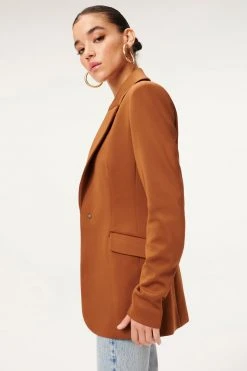 GOOD AMERICAN Tops FITTED SCUBA BLAZER | BURNT CARAMEL002