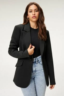 GOOD AMERICAN Tops FITTED SCUBA BLAZER | BLACK001