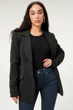 GOOD AMERICAN Tops FITTED SCUBA BLAZER | BLACK001