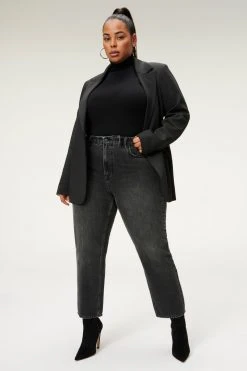 GOOD AMERICAN Tops FITTED SCUBA BLAZER | BLACK001