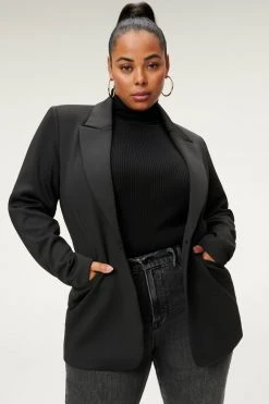 GOOD AMERICAN Tops FITTED SCUBA BLAZER | BLACK001