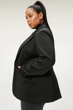 GOOD AMERICAN Tops FITTED SCUBA BLAZER | BLACK001