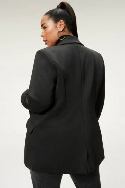 GOOD AMERICAN Tops FITTED SCUBA BLAZER | BLACK001