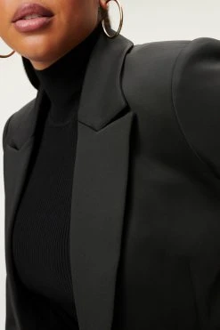 GOOD AMERICAN Tops FITTED SCUBA BLAZER | BLACK001