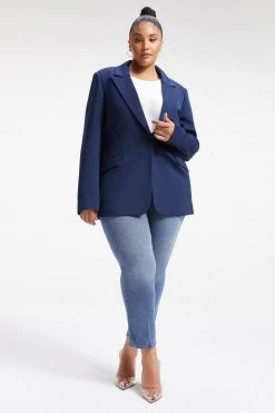 GOOD AMERICAN FITTED SCUBA BLAZER | NAVY001 Tops