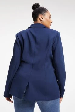 GOOD AMERICAN FITTED SCUBA BLAZER | NAVY001 Tops