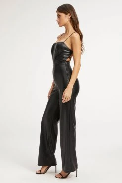 New 💯 GOOD AMERICAN BETTER THAN LEATHER VACAY JUMPSUIT | BLACK001 ❤️ 14 GOOD AMERICAN BETTER THAN LEATHER VACAY JUMPSUIT | BLACK001