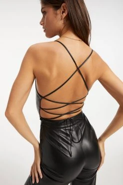 New 💯 GOOD AMERICAN BETTER THAN LEATHER VACAY JUMPSUIT | BLACK001 ❤️ 13 GOOD AMERICAN BETTER THAN LEATHER VACAY JUMPSUIT | BLACK001