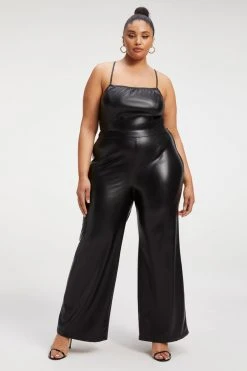 New 💯 GOOD AMERICAN BETTER THAN LEATHER VACAY JUMPSUIT | BLACK001 ❤️ 18 GOOD AMERICAN BETTER THAN LEATHER VACAY JUMPSUIT | BLACK001