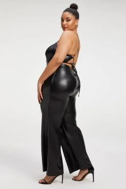 New 💯 GOOD AMERICAN BETTER THAN LEATHER VACAY JUMPSUIT | BLACK001 ❤️ 19 GOOD AMERICAN BETTER THAN LEATHER VACAY JUMPSUIT | BLACK001