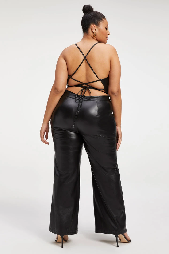 New 💯 GOOD AMERICAN BETTER THAN LEATHER VACAY JUMPSUIT | BLACK001 ❤️ 10 GOOD AMERICAN BETTER THAN LEATHER VACAY JUMPSUIT | BLACK001