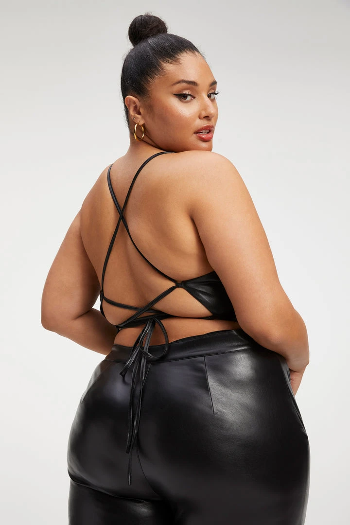 New 💯 GOOD AMERICAN BETTER THAN LEATHER VACAY JUMPSUIT | BLACK001 ❤️ 7 GOOD AMERICAN BETTER THAN LEATHER VACAY JUMPSUIT | BLACK001