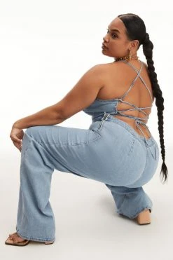 GOOD AMERICAN VACAY PALAZZO JUMPSUIT | BLUE709