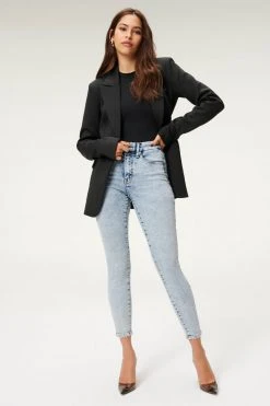 GOOD AMERICAN GOOD LEGS CROP CHEWED HEM | BLUE837