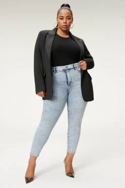 GOOD AMERICAN GOOD LEGS CROP CHEWED HEM | BLUE837