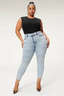 GOOD AMERICAN GOOD LEGS CROP CHEWED HEM | BLUE837