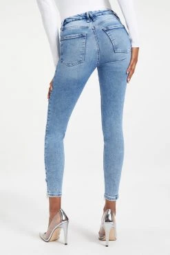 GOOD AMERICAN GOOD LEGS CROP DEEP V YOKE | INDIGO010 High Waisted