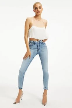 GOOD AMERICAN GOOD LEGS CROP CHEWED HEM | INDIGO147