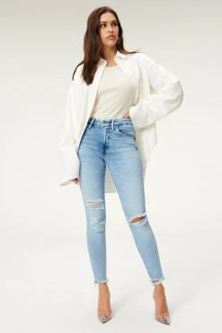 GOOD AMERICAN High Waisted GOOD LEGS CHEWED HEM | BLUE833