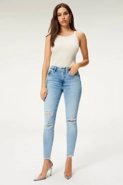 GOOD AMERICAN High Waisted GOOD LEGS CHEWED HEM | BLUE833