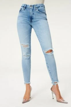GOOD AMERICAN High Waisted GOOD LEGS CHEWED HEM | BLUE833