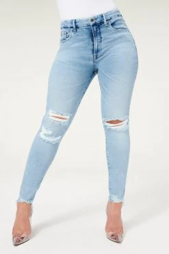 GOOD AMERICAN High Waisted GOOD LEGS CHEWED HEM | BLUE833
