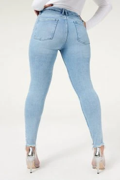 GOOD AMERICAN High Waisted GOOD LEGS CHEWED HEM | BLUE833