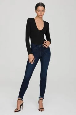 Coupon 🥰 GOOD AMERICAN Skinny GOOD LEGS CHEW BACK POCKETS | BLUE608 😉 26 GOOD AMERICAN Skinny GOOD LEGS CHEW BACK POCKETS | BLUE608