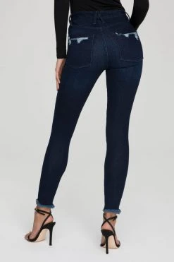 Coupon 🥰 GOOD AMERICAN Skinny GOOD LEGS CHEW BACK POCKETS | BLUE608 😉 29 GOOD AMERICAN Skinny GOOD LEGS CHEW BACK POCKETS | BLUE608