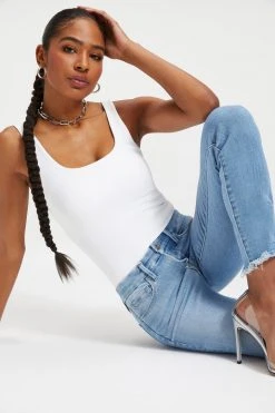 GOOD AMERICAN GOOD LEGS CIGARETTE | INDIGO014 High Waisted