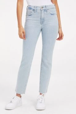 GOOD AMERICAN High Waisted GOOD LEGS CIGARETTE RAW HEM | INDIGO145