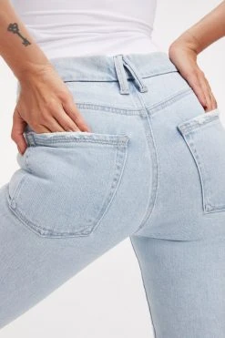 GOOD AMERICAN High Waisted GOOD LEGS CIGARETTE RAW HEM | INDIGO145